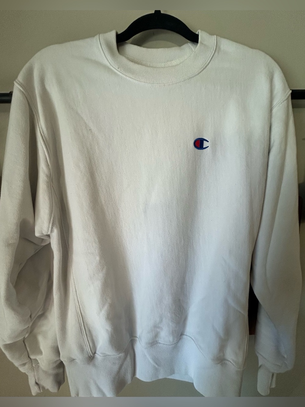 Mens CHAMPION White Reverse Weave Heavy Duty Logo Crewneck Sweatshirt Sz Medium